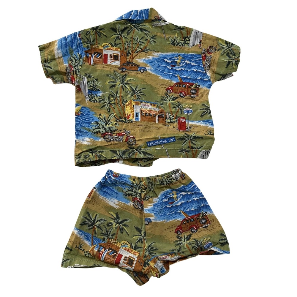 RJC Hawaii Aloha Shirt and Shorts Set Size 6M Tropical Island Vacation Coastal - Picture 2 of 9